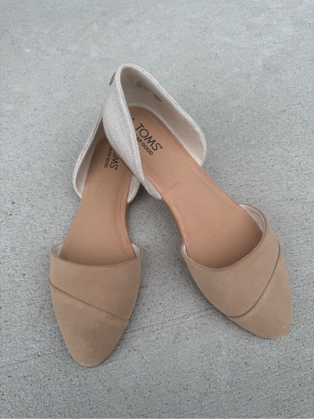 TOMS Women’s Tan Beige D’Orsay Flats Pointed Toe Slip-On Casual Dress Shoes